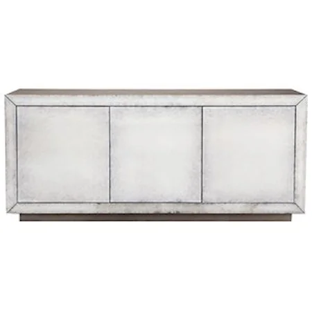 Modern Credenza with Antiqued Mirror Panels